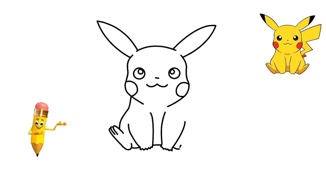 Как да нарисуваме Покемон Пикачу * How to draw Pokemon Pikachu easy