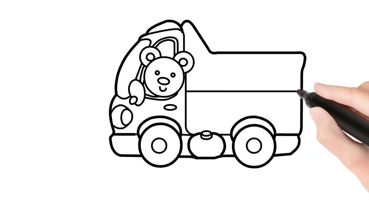 How to draw a cute little teddy bear in an exciting truck adventure easy
