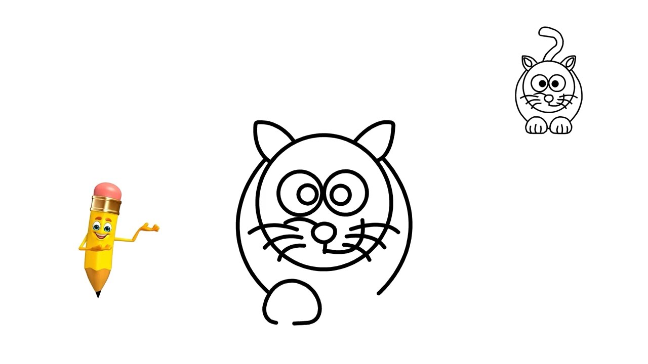Cara menggambar anak kucing kecil yang lucu dengan mudah * Как лесно да нарисуваме малко сладко коте