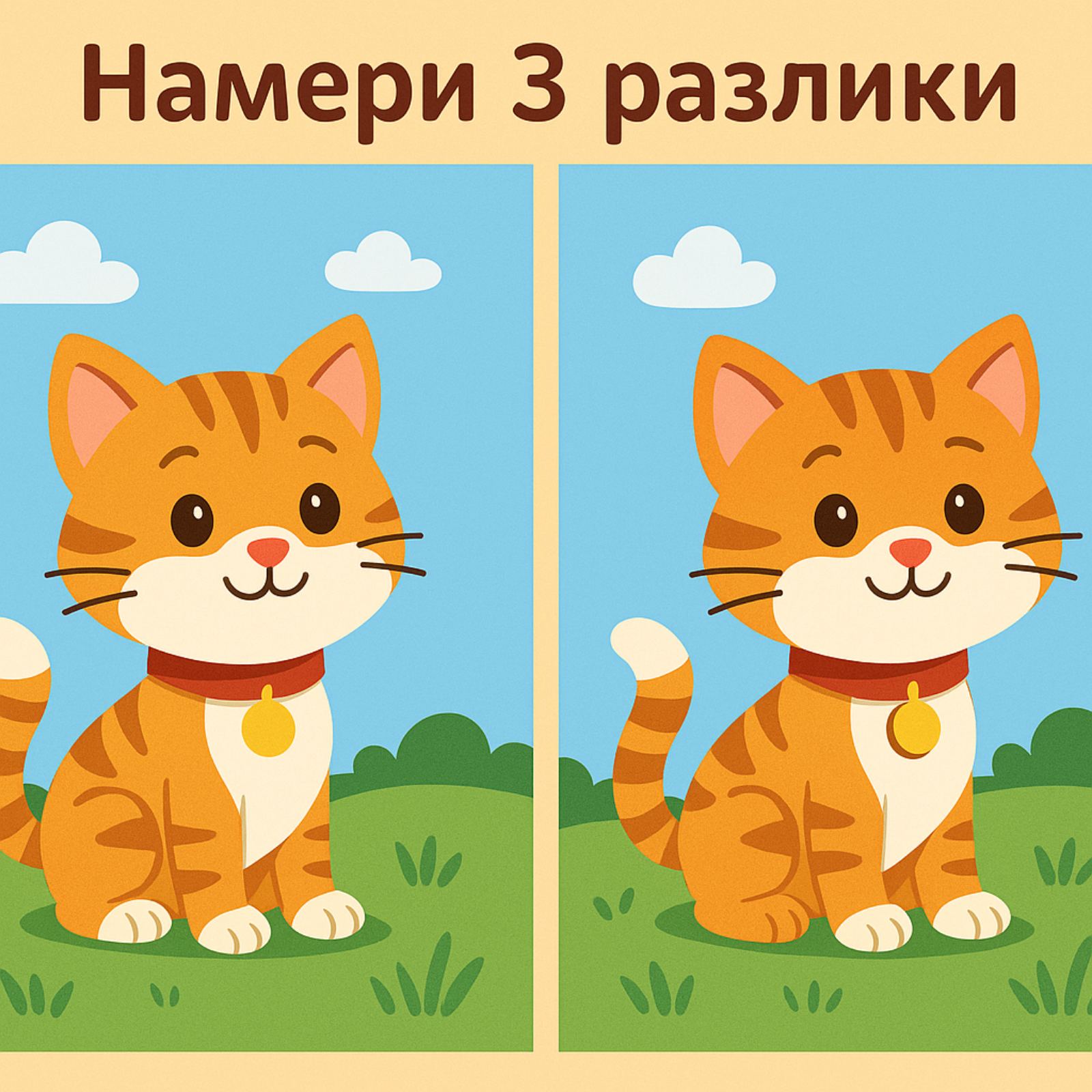 Намерете разликите между двете картинки * Весело котенце * Развлечения за деца