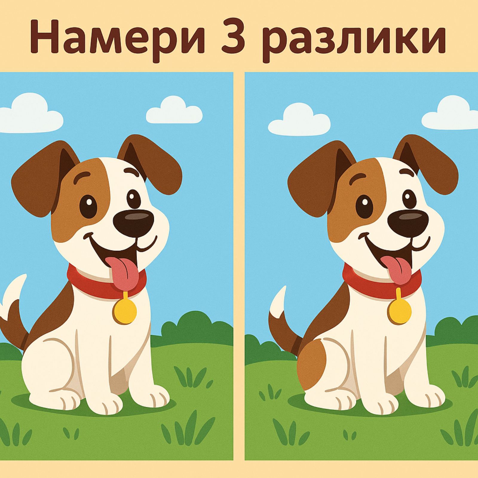 Намерете разликите * Картинка на кученце * Развлечения за деца